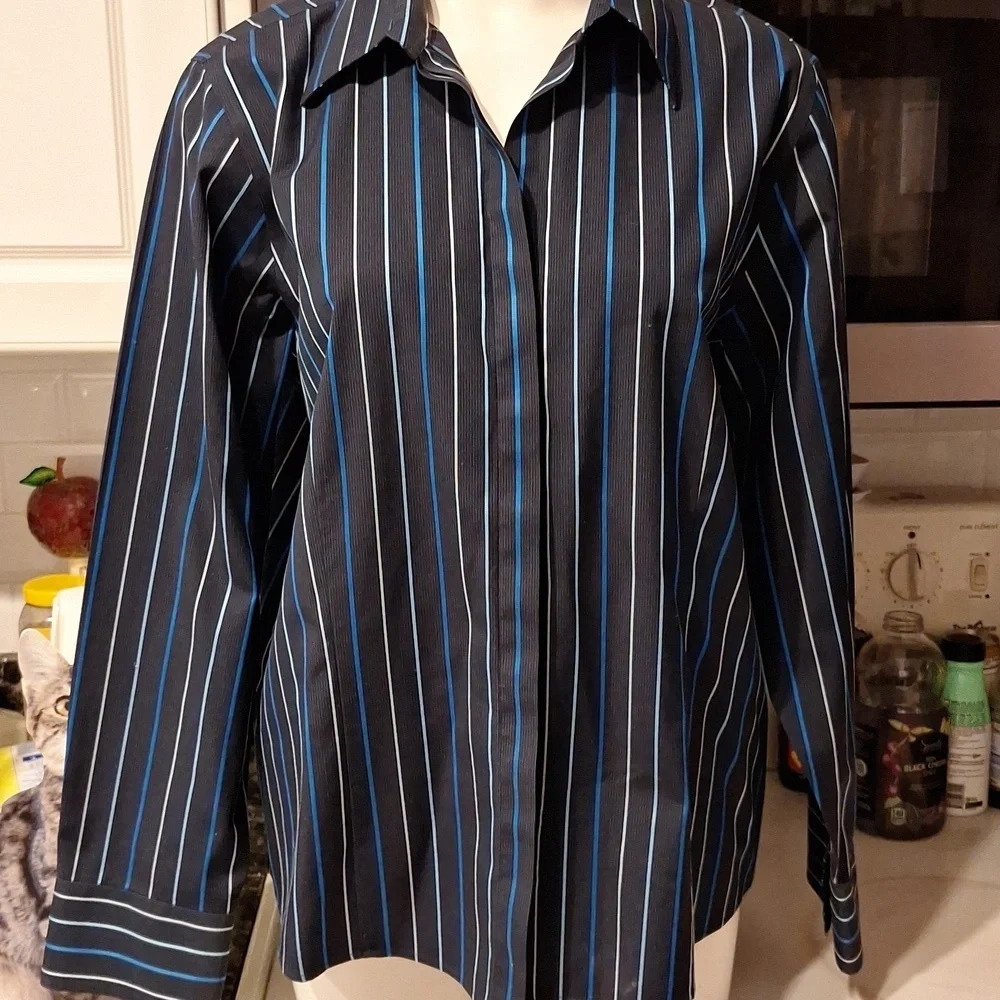 Womens Talbots casual stretch long sleeve button down shirt size 18
